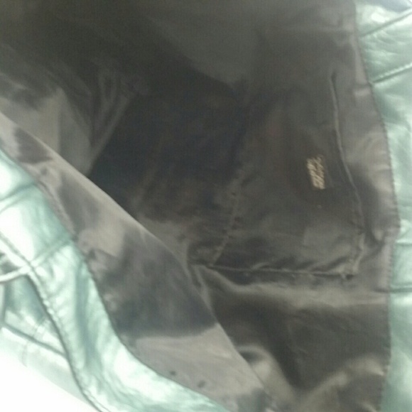 SAKS FIFTH AVENUE l Teal Metallic Tote Bag B6 - Picture 2 of 3